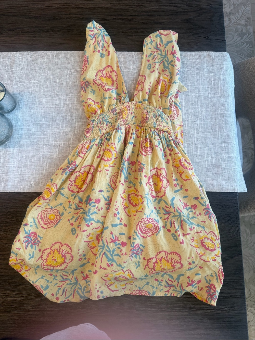 Floral Yellow Smocked Sundress